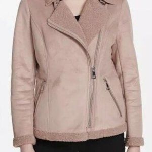 Calvin Klein Faux Shearling Suede Fur Jacket Blush Coat